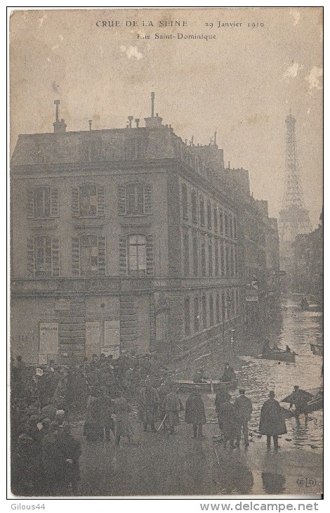 Inondation Paris Rue Saint Dominique Le 29 Janvier - Inondations De 1910