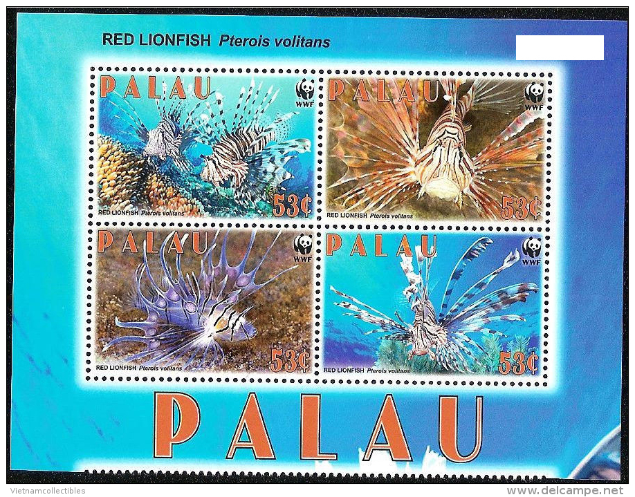 (WWF-444) W.W.F. Palau Red Lionfish / Fish MNH Stamps With Board 2009 - Unused Stamps