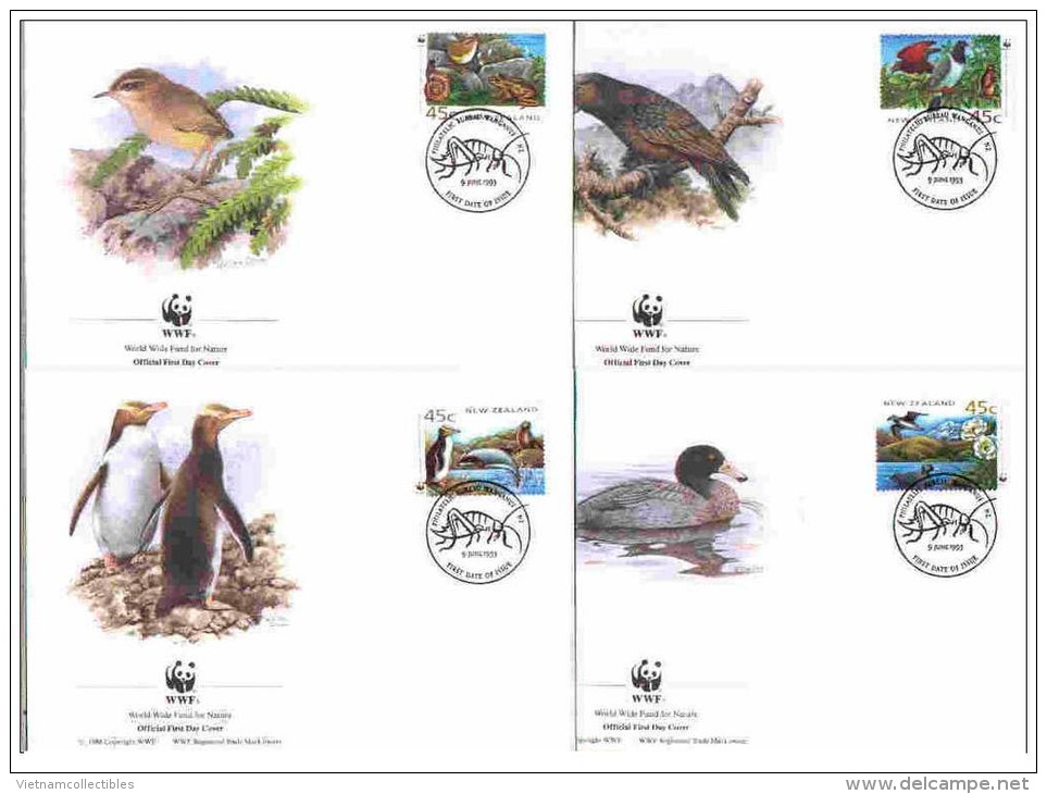 (WWF-144) FDC W.W.F. New Zealand Birds Of New Zealand 1993 - Lettres & Documents