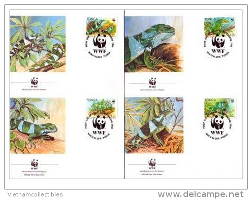 (WWF-102) FDC W.W.F. TONGA LIZARDS 1990 - Lettres & Documents