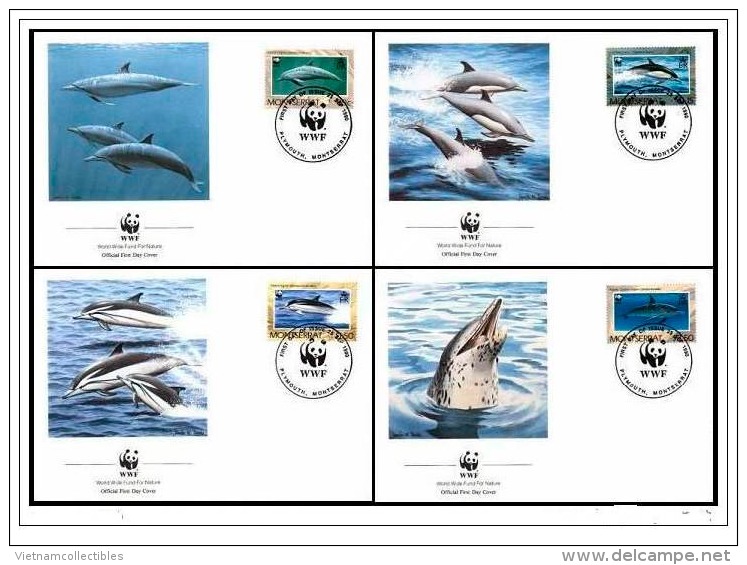 (WWF-103) FDC W.W.F. MONTSERRAT Dolphin 1990 - Storia Postale