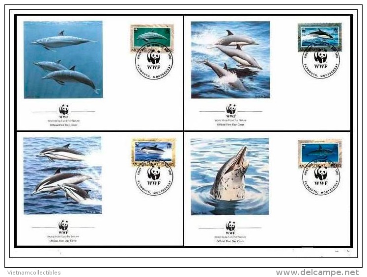 (WWF-103) FDC W.W.F. MONTSERRAT Dolphin 1990 - Brieven En Documenten