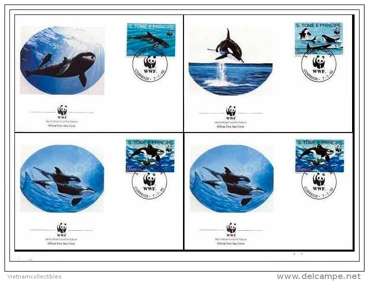 (WWF-122) FDC  W.W.F. Sao Tome Killer Whale 1992 - Brieven En Documenten