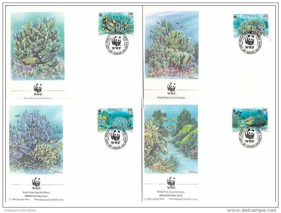 (WWF-131) FDC W.W.F. Tuvalu Blue Coral 1992 - Lettres & Documents