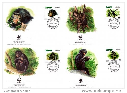 (WWF-210) FDC W.W.F. Zaire Bonobo / Monkey 1997 - Lettres & Documents
