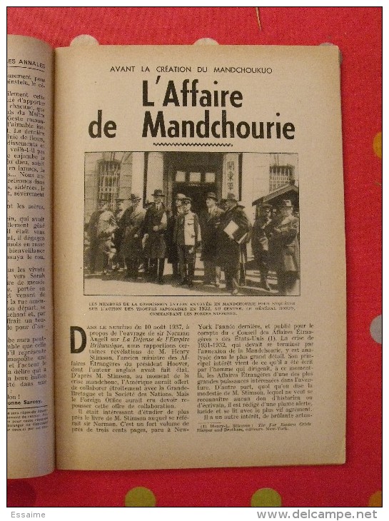 4 N° De La Revue Les Annales De 1937. Byrd Ninon De Lenclos Wells Gibraltar Causses Mandchourie Froissart Churchill - Autres & Non Classés