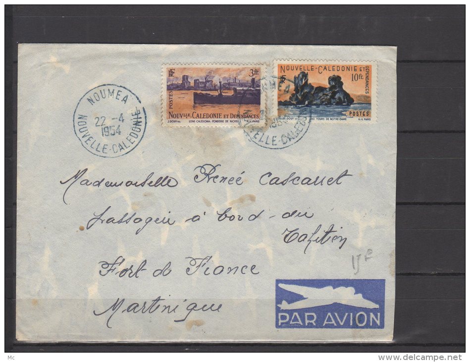 Nouvelle Calédonie  - N° 270 Et 274 Obli.S/Lettre Entière Voyagée  Pour La Martinique   -  1954 - Covers & Documents