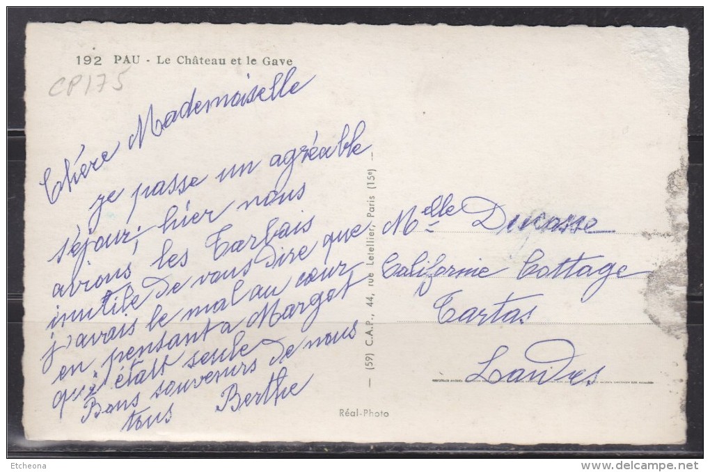 = Timbre N°1011B Marianne De Muller  Carte Postale Pau Le Château Du Roi Henri IV Et Le Gave - 1955-1961 Marianne De Muller