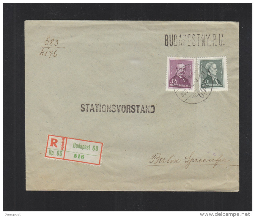 Hungary Registered Cover 1933 Budapest To Germany - Lettres & Documents