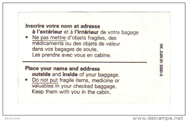 Etiquette à Bagages: Air France, Aviation (14-2607) - Baggage Labels & Tags