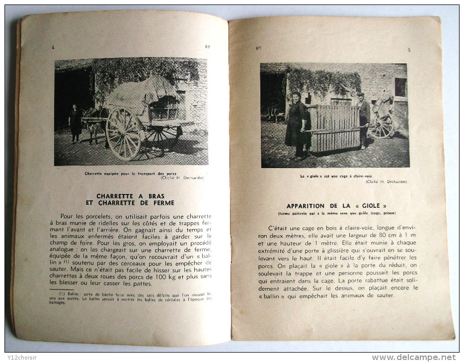 LIVRET 1954 BIBLIOTHEQUE DE TRAVAIL 260 BT TRANSPORTS D ANIMAUX ATTELAGES ATTELAGE COCHON COCHONS WAGON TRAIN CHAR - 6-12 Years Old