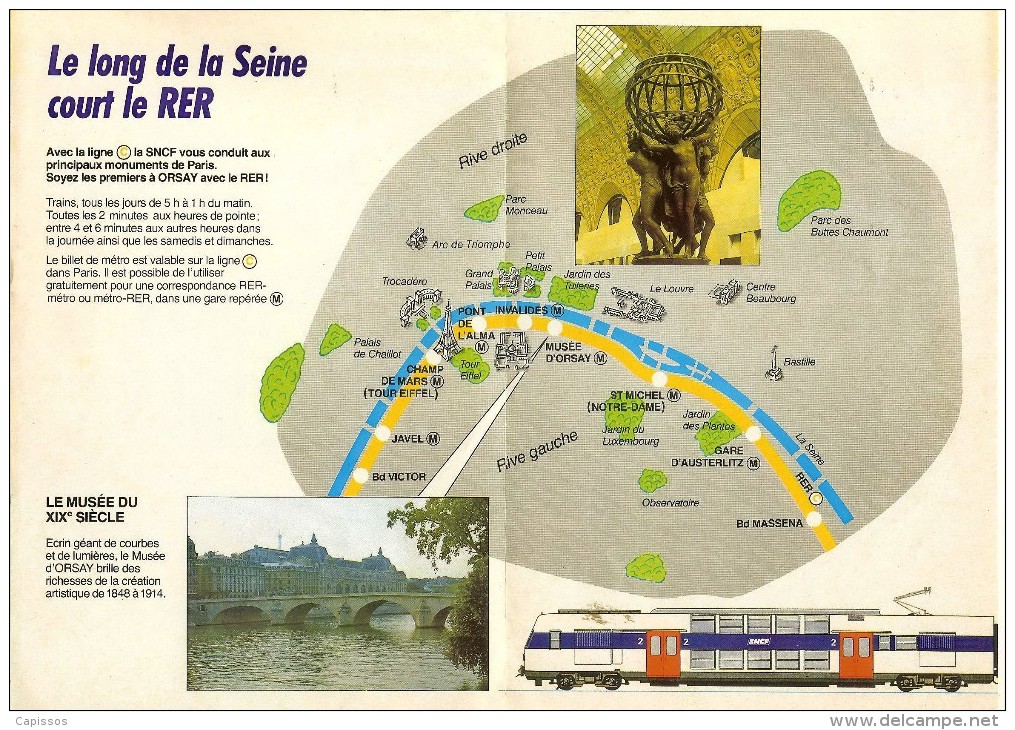Plaquette Publicitaire SNCF Musée D'Orsay Allez-y Par Le RER Très Bon Etat - Publicités