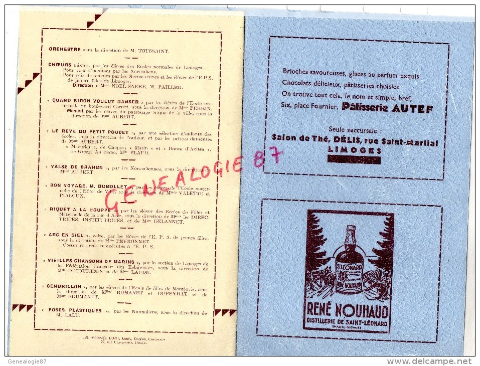87 - LIMOGES - GRANDE FETE LAIQUE ORGANISEE AU CIRQUE THEATRE -19 MARS 1939- M. BETOULLE MAIRE-M. LAURENT INSPECTEUR - Historische Documenten
