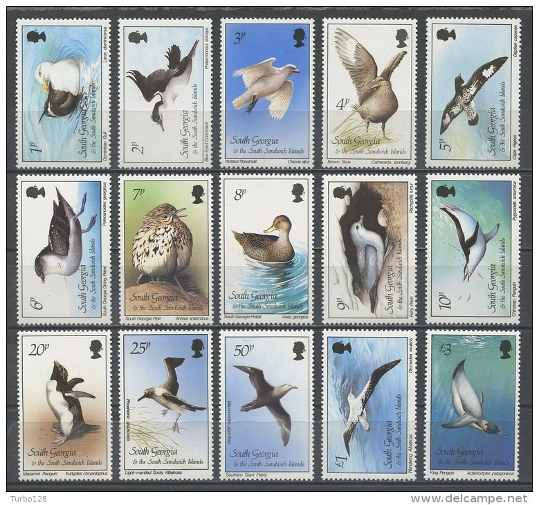 GEORGIE SUD 1987 N° 166/180 ** Neufs = MNH  Superbes Cote 40€ Faune Oiseaux Birds Fauna Animaux - Südgeorgien