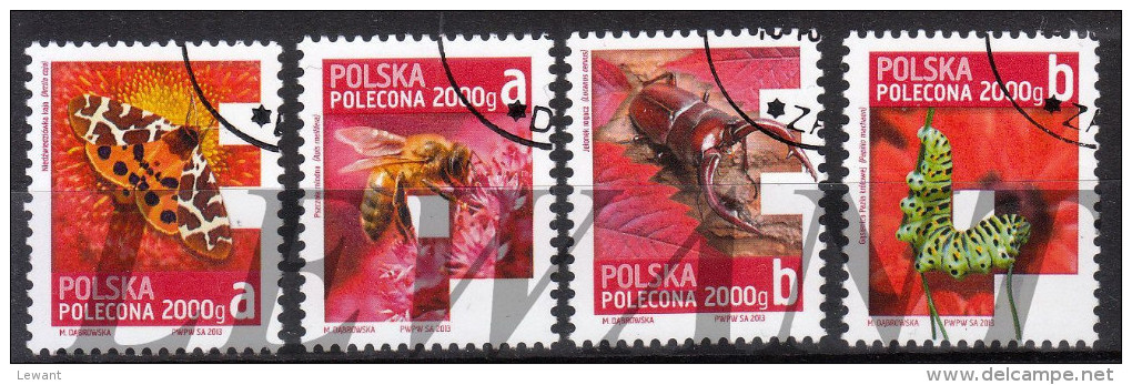 K POLAND - 2013.10.18. Butterfly, Bee, Beetle, Larva - USED - Usados