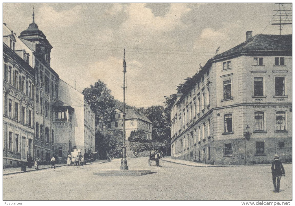 ALTE POSTKARTE TREUEN IM VOGTLAND POSTPLATZ SCHÖNIGER HOTEL DEUTSCHES HAUS SACHSEN Cpa Postcard AK Ansichtskarte - Vogtland