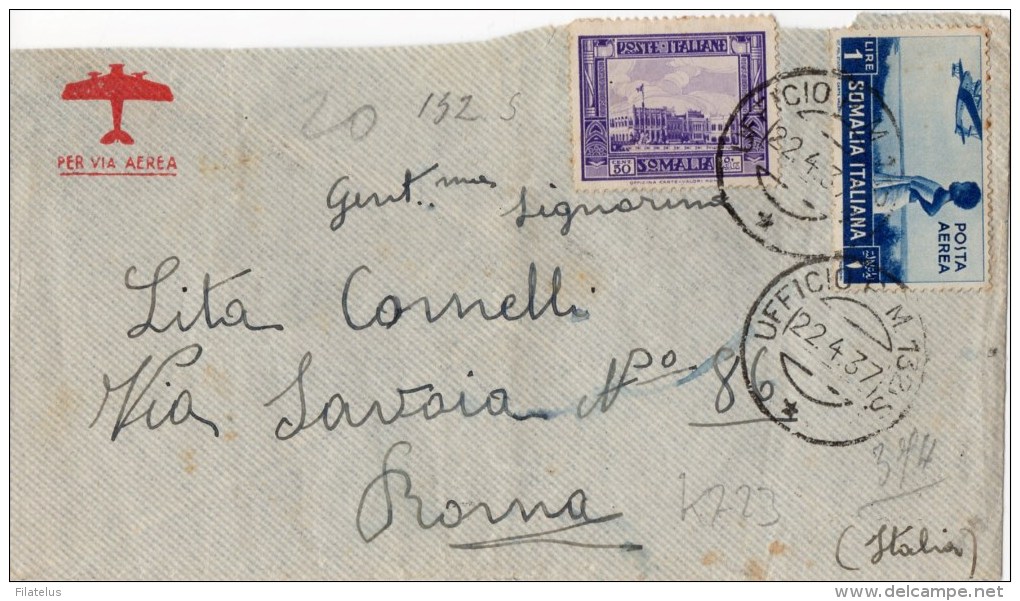 BUSTA POSTALE-POSTA MILITARE 105-AFRICA ORIENTALE-5 DIVISIONE CC.NN.-SPEDITA AL SEGRETARIO FEDERALE DI GROSSETO - Somalie