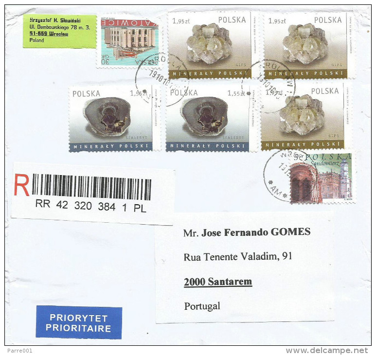 Poland 2010 Gyps Sfaleryt Minerals Barcoded Registered Cover - Brieven En Documenten