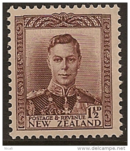 NZ 1938 1 1/2d Choc King George VI HM SG 607 SE185 - Unused Stamps