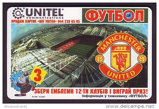 UKRAINE, 2003. FOOTBALL Weekly Magazine. Card No. 3: FC MANCHESTER UNITED. 2520 Units - Ukraine