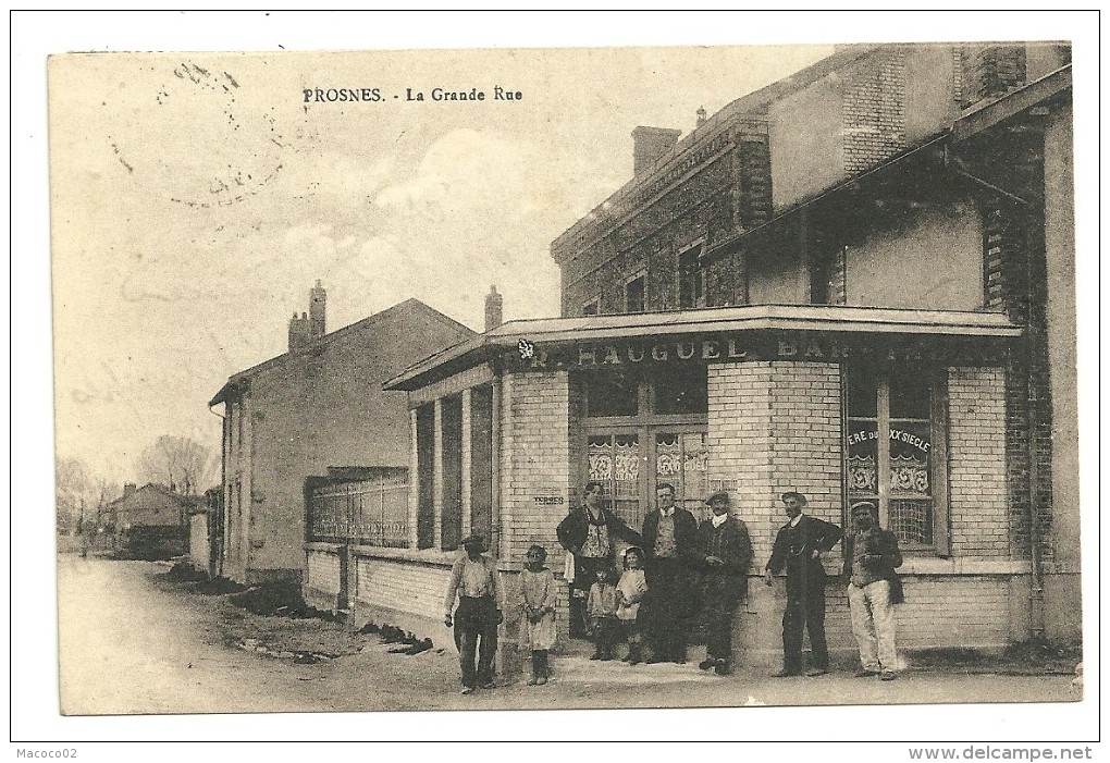PROSNES Dptr51 La Grande Rue Bar Tabac Hauguel De 1933 (entre Reims Et Châlons) - Autres & Non Classés