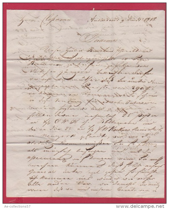 PAYS BAS  //  Lettre De Amsterdam   //  Pour Bordeaux     //   9 Dec 1818 - ...-1852 Vorläufer