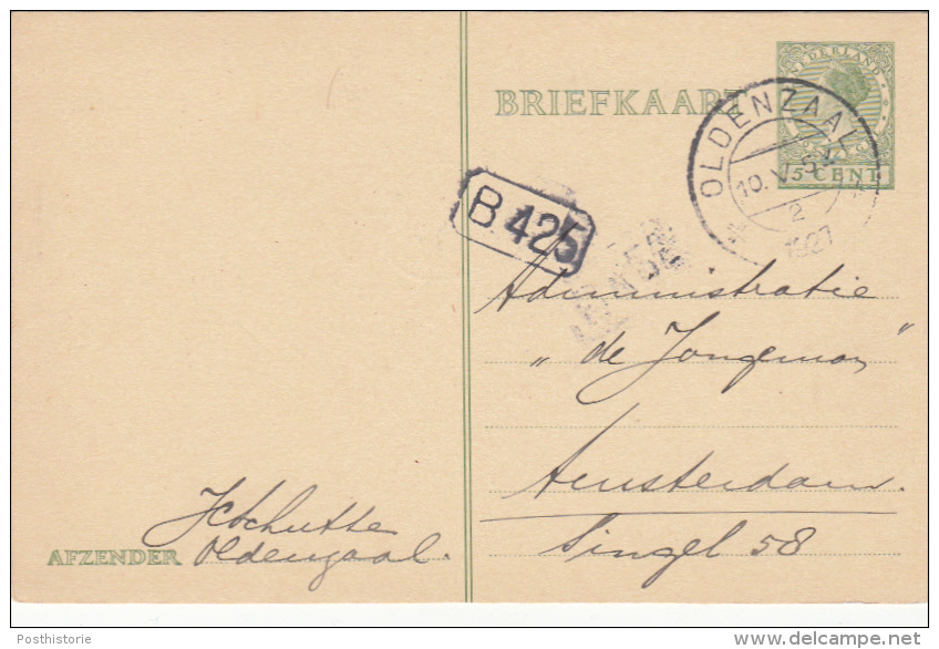 Briefkaart 10 Mei 1927 Oldenzaal (typerader Kortebalk) - Poststempels/ Marcofilie