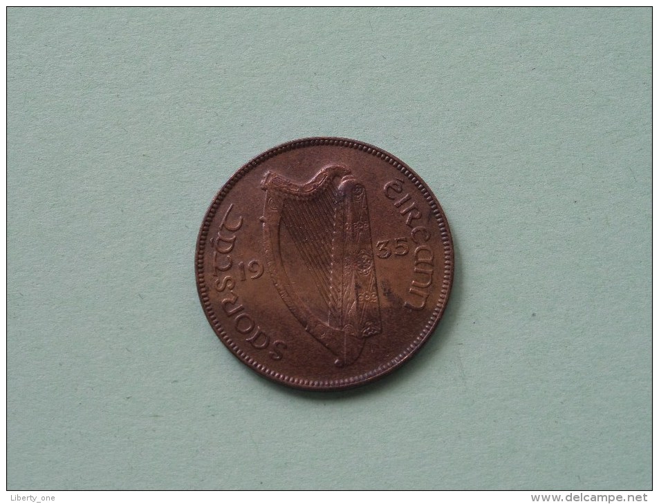1935 - 1 Penny / KM 3 ( Uncleaned - For Grade, Please See Photo ) ! - Irlande
