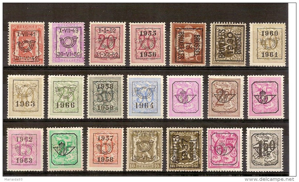 BELGIQUE - LOT DE TIMBRES PREOBITERES - Typos 1967-85 (Lion Et Banderole)