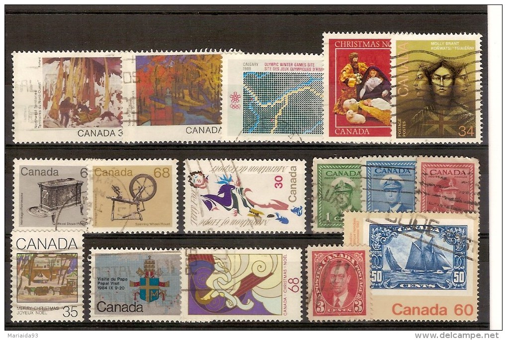 CANADA - LOT DE TIMBRES OBLITERES DIFFERENTS - Collections