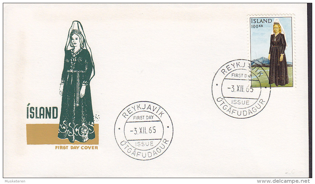 Iceland Ersttags Brief FDC Cover 1965 Isländische Nationaltracht 100 Kr. - FDC