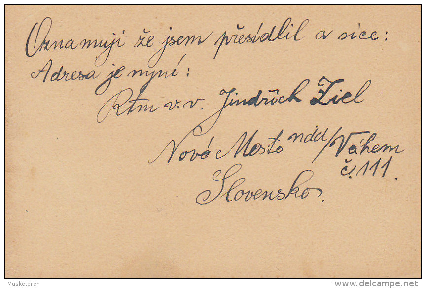 Czechoslovakia Postal Stationery Ganzsache Entier NOVEMESTO Nad VAHOM 1928 To PRAHA (2 Scans) - Postales