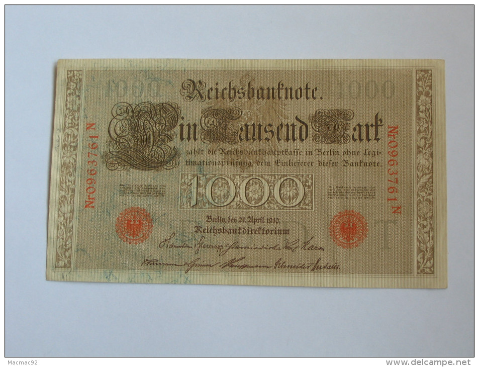 1000 Mark - Berlin 1910 Reichsbanknote - Germany **** EN ACHAT IMMEDIAT **** - 1000 Mark