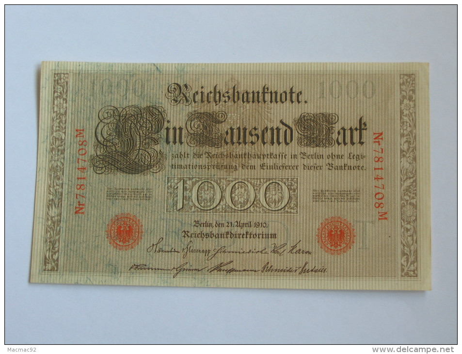 1000 Mark - Berlin 1910 Reichsbanknote - Germany **** EN ACHAT IMMEDIAT **** - 1000 Mark