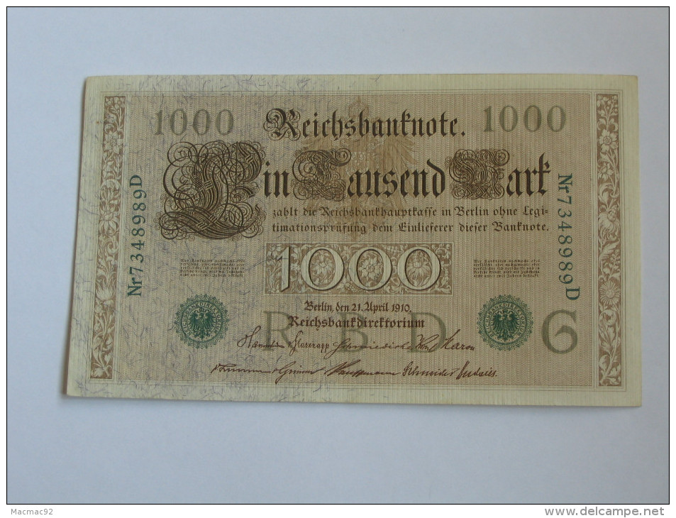 1000 Mark - Berlin 1910 Reichsbanknote - Germany **** EN ACHAT IMMEDIAT **** - 1.000 Mark