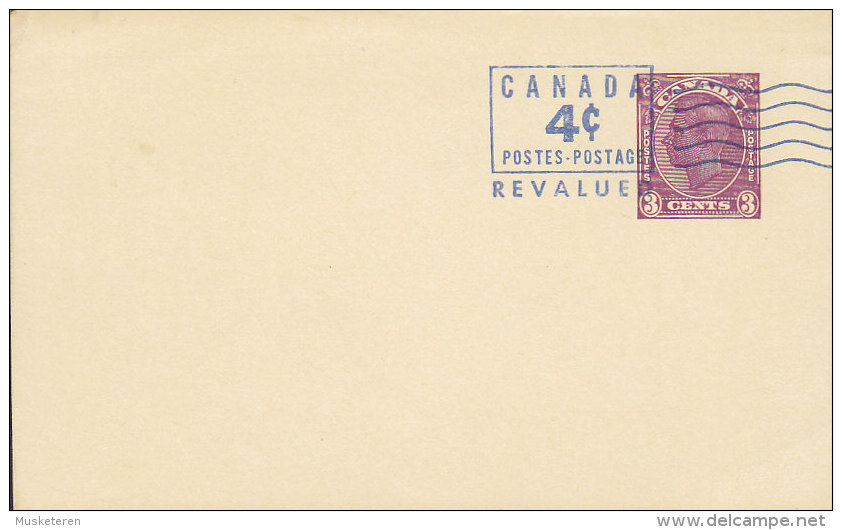 Canada Postal Stationery Ganzsache Entier 3 C König King George VI. Overprinted 4 C Revalued Card - 1903-1954 Könige