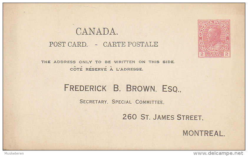 Canada Postal Stationery Ganzsache Entier 2c. George V. Private Print FREDERICK B. BROWN, MONTREAL (2 Scans) - 1903-1954 Rois