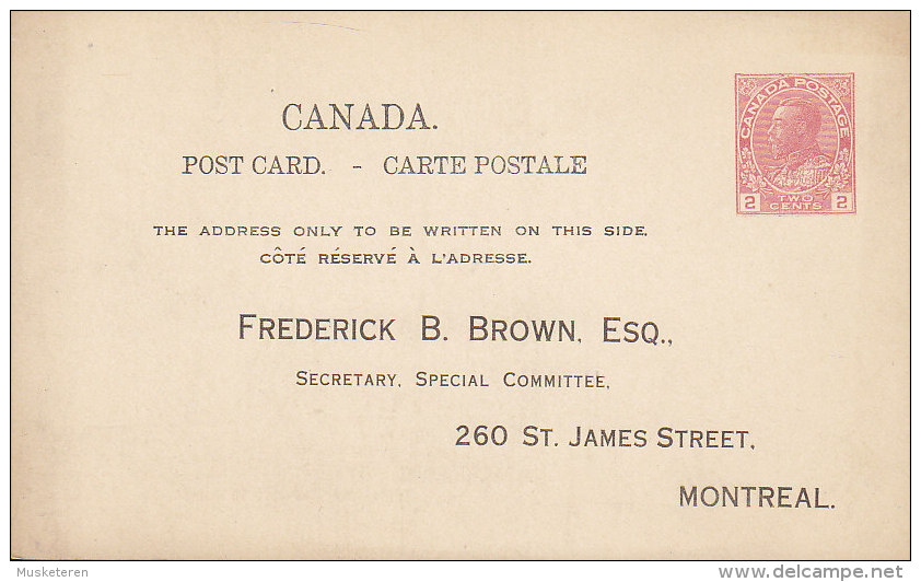 Canada Postal Stationery Ganzsache Entier 2c. George V. Private Print FREDERICK B. BROWN, MONTREAL (2 Scans) - 1903-1954 Kings