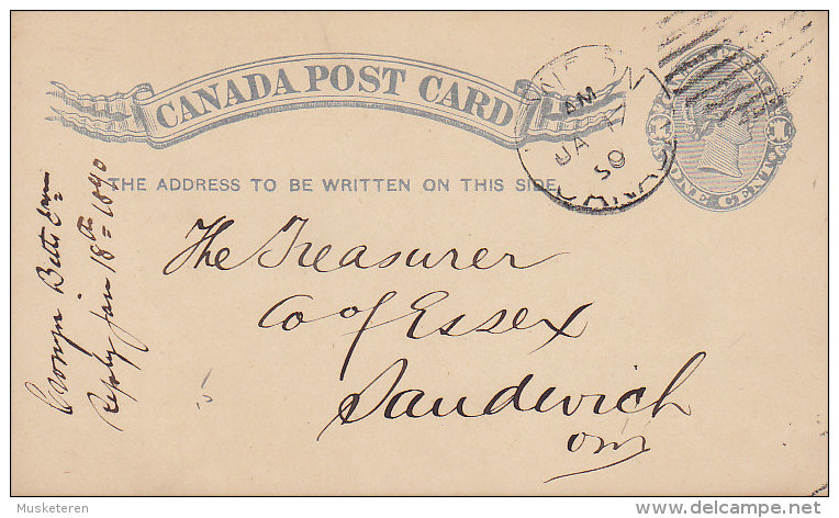 Canada Postal Stationery Ganzsache Entier 1 C Victoria Private Print CRONYN & BETTS LONDON Ontario 1890 (2 Scans) - 1860-1899 Règne De Victoria