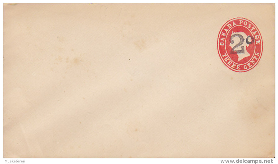 Canada Postal Stationery Ganzsache Entier 3 C Victoria Overprinted 2 C Revalued Cover Lettre - 1860-1899 Regering Van Victoria