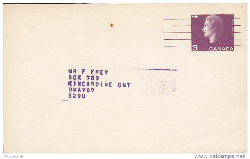 Canada Postal Stationery Ganzsache Entier 3 C Elizabeth Private Print THE NORTHERN MINER, Precancelled Card (2 Scans) - 1953-.... Règne D'Elizabeth II