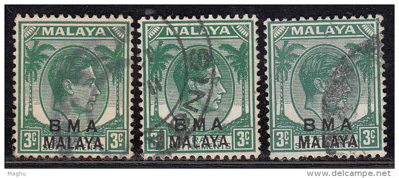 3c Shade / Colour BMA Malaya British Military Administration, 1945 Used King George VI - Malaya (British Military Administration)