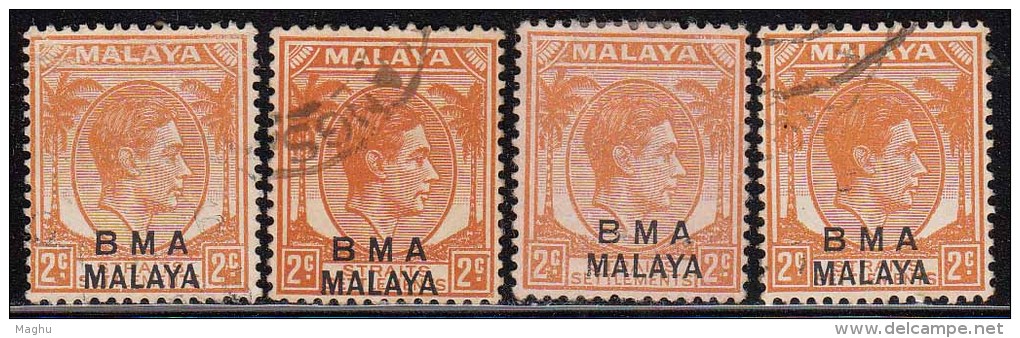 2c Shade / Colour BMA Malaya British Military Administration, 1945 Used King George VI - Malaya (British Military Administration)