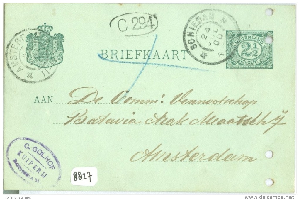 BRIEFKAART Uit 1900 VAN SCHIEDAM NAAR AMSTERDAM * NVPH 55 * FIRMASTEMPEL  (8827) - Postal Stationery