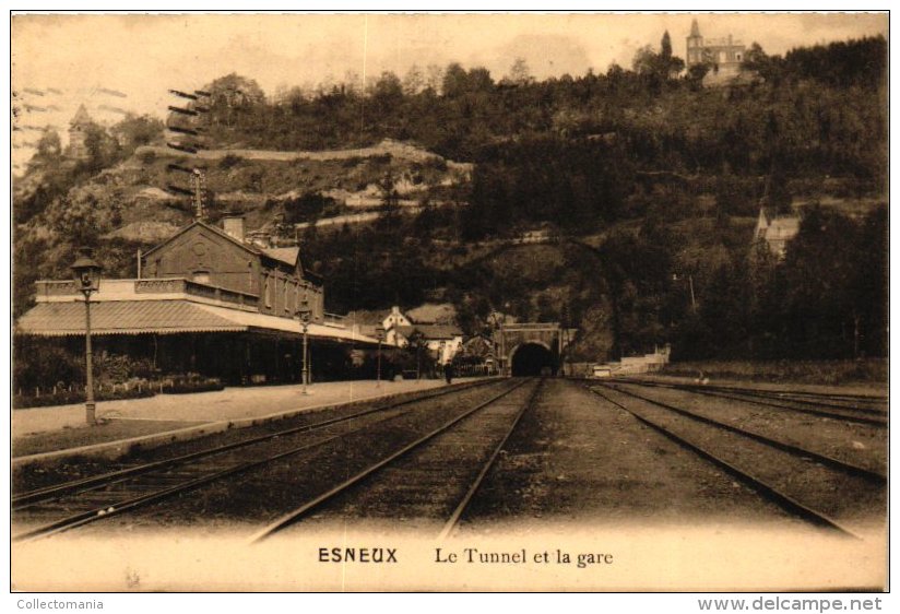 LIEGE  4 CP Esneux  Gr Hôtel Belle Vue 1901 Hôpital Qaurtier De Lavaux1910  Tunnel &amp; Gare 1912 - Esneux