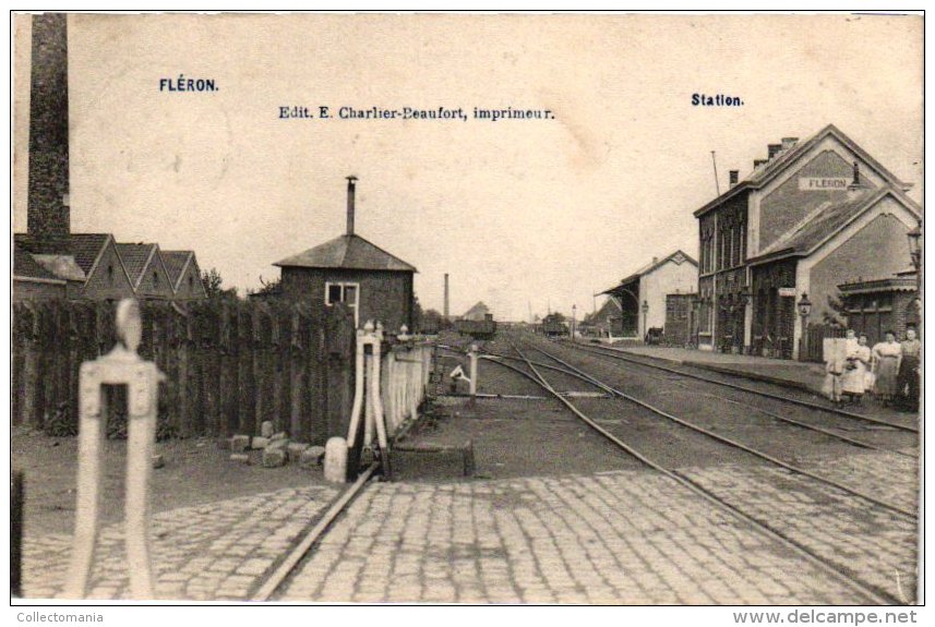 LIEGE   1 CP Fléron  Station  1907  Edit Charlier  Passage à Niveau - Fléron