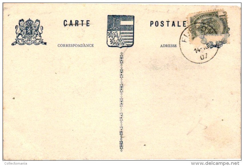 LIEGE   1 CP Fléron  Rue  Croupet   Attllage à Chien   1907 - Café BILLIARD - Editeur Charlier Beaufort - Fléron