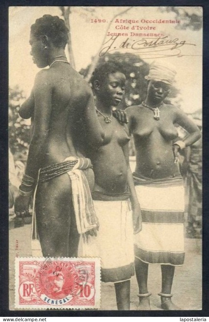 *Jeunes Danseuses* Afrique Occidentale. Côte D'Ivoire. Circulada1910. - Costa De Marfil