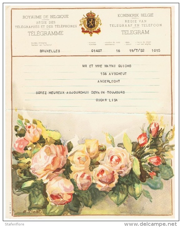 Royaume De Belgique Telegram  -Télégramme  Royaume De Belgique - Engagement