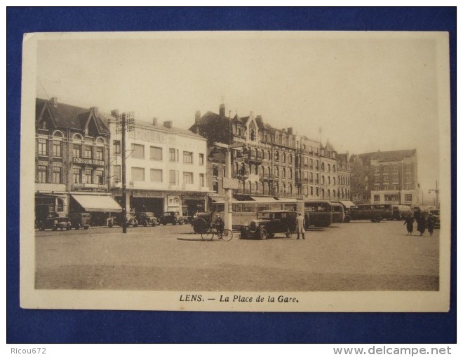 LENS La Place De La Gare 1936  Autobus - Lens